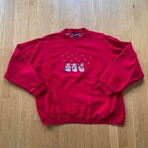 Cozy Red Snowman Crewneck Sweatshirt